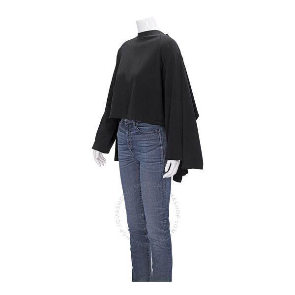 메종마르지엘라 Mm6 메종 마르지엘라 Mm6 메종마르지엘라 Maison Margiela Mm6 Ladies Black Asymmetric-hem Oversized T-shirt S52GC0203-S23955-900