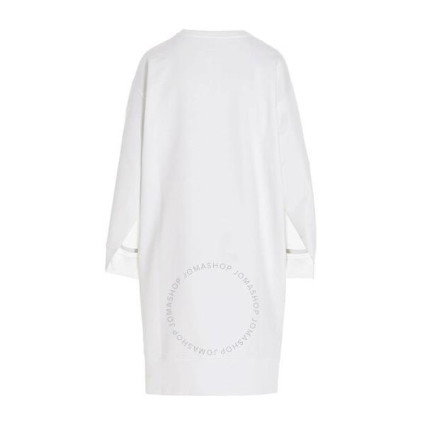 메종마르지엘라 Mm6 메종 마르지엘라 Mm6 메종마르지엘라 Maison Margiela Mm6 Ladies White Graphic Print Cotton Sweatshirt Dress S52CT0685-S25337-100