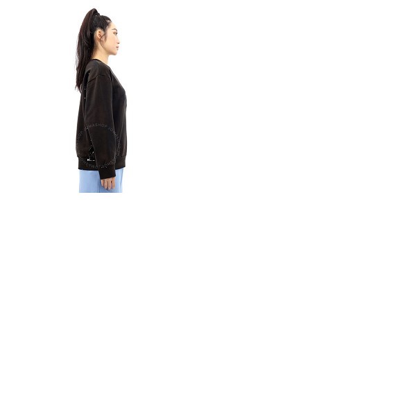 메종마르지엘라 Mm6 메종 마르지엘라 Mm6 메종마르지엘라 Maison Margiela Mm6 Ladies Black Maxi Logo Print Crewneck Sweatshirt S52GU0160-S25537-900