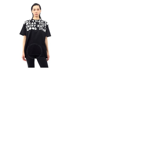 메종마르지엘라 Mm6 메종 마르지엘라 Mm6 메종마르지엘라 Maison Margiela Maison Margiela Ladies Black Logo Print Cotton T-Shirt S51GC0427S22816-900
