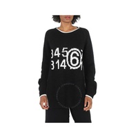 Mm6 메종 마르지엘라 Mm6 메종마르지엘라 Maison Margiela Ladies Black / Off White Zoom Logo Sweater S52GP0144-S18190-001F