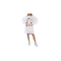 Mm6 메종 마르지엘라 Mm6 메종마르지엘라 Maison Margiela Mm6 Ladies White Graphic Print Cotton Sweatshirt Dress S52CT0685-S25337-100