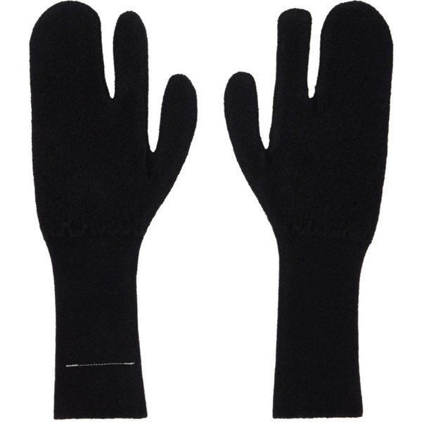  MM6 메종 마르지엘라 MM6 메종마르지엘라 Maison Margiela Black Felted Knit Gloves 232188F012002