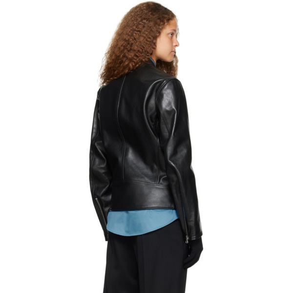  MM6 메종 마르지엘라 MM6 메종마르지엘라 Maison Margiela Black Zip Leather Jacket 231188F064002