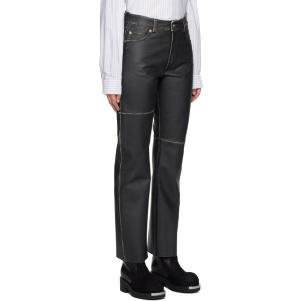  MM6 메종 마르지엘라 MM6 메종마르지엘라 Maison Margiela Black Paneled Leather Pants 232188F084001