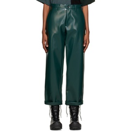 MM6 메종 마르지엘라 MM6 메종마르지엘라 Maison Margiela Green Cuffed Faux-Leather Trousers 222188F087020