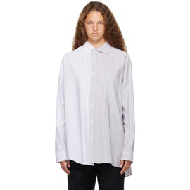 MM6 메종 마르지엘라 MM6 메종마르지엘라 Maison Margiela White & Blue Asymmetrical Shirt 231188F109001