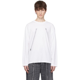 MM6 메종 마르지엘라 MM6 메종마르지엘라 Maison Margiela White Rasterised Zip Long Sleeve T-Shirt 241188M213003