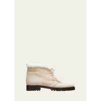 Manolo Blahnik Mircus Suede Shearling Lace-Up Booties 3672621