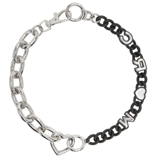 마크제이콥스 마크 제이콥스 Marc Jacobs Silver & Black The Charmed Heart Chain Necklace 231190F023003