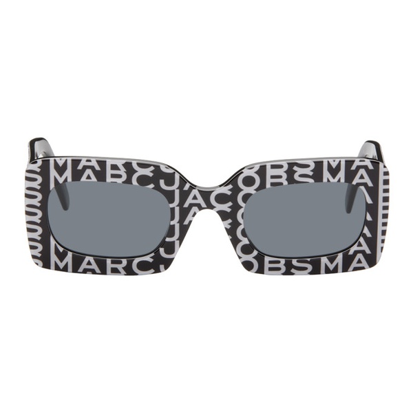 마크제이콥스 마크 제이콥스 Marc Jacobs Black & White Monogram Rectangular Sunglasses 242190F005010