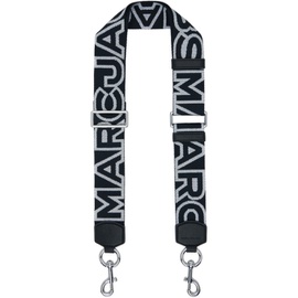 마크 제이콥스 Marc Jacobs Black & Silver The Outline Logo Webbing Shoulder Strap 242190F283002