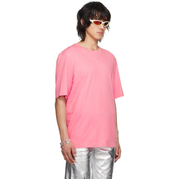  마린 세르 Marine Serre Pink Embroidered T-Shirt 241020M213007