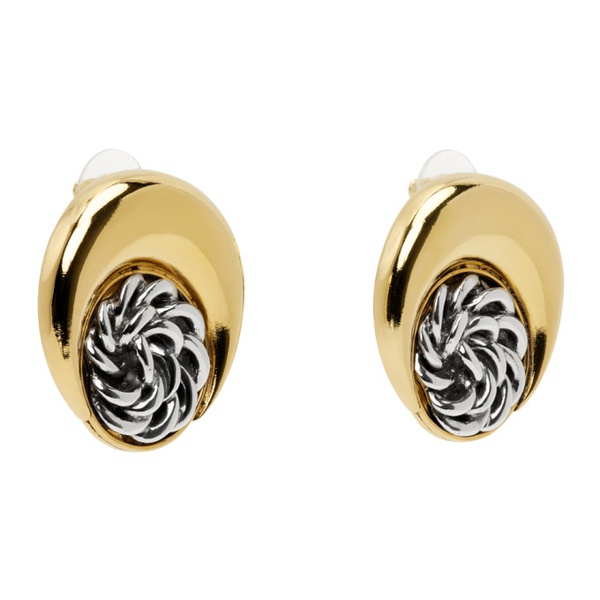  마린 세르 Marine Serre Gold & Silver Regenerated Buttons Moon Earrings 231020F022001