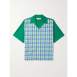 마르니 MARNI Convertible-Collar Logo-Embroidered Checked Cotton-Poplin Shirt 1647597335107221