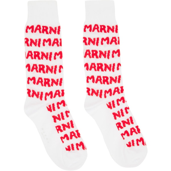 마르니 마르니 Marni White Jacquard Socks 232379F076001