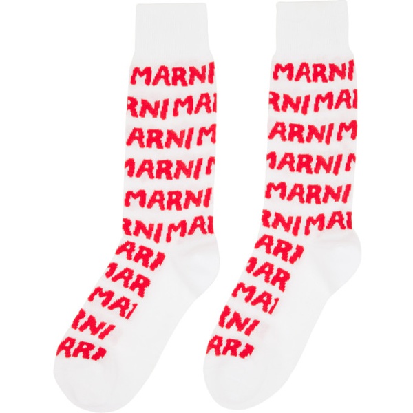 마르니 마르니 Marni White Jacquard Socks 232379F076001