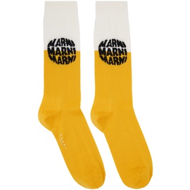 마르니 Marni Yellow & White Logo Socks 232379M220023