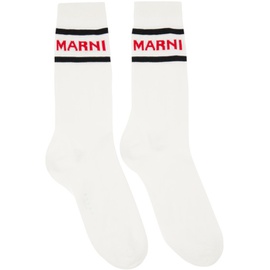 마르니 Marni White Logo Socks 232379M220011