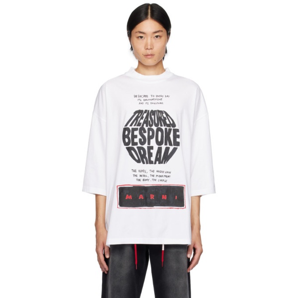 마르니 마르니 Marni White Printed T-Shirt 232379M213027