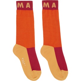 마르니 Marni Orange Colorblocked Socks 231379F076009