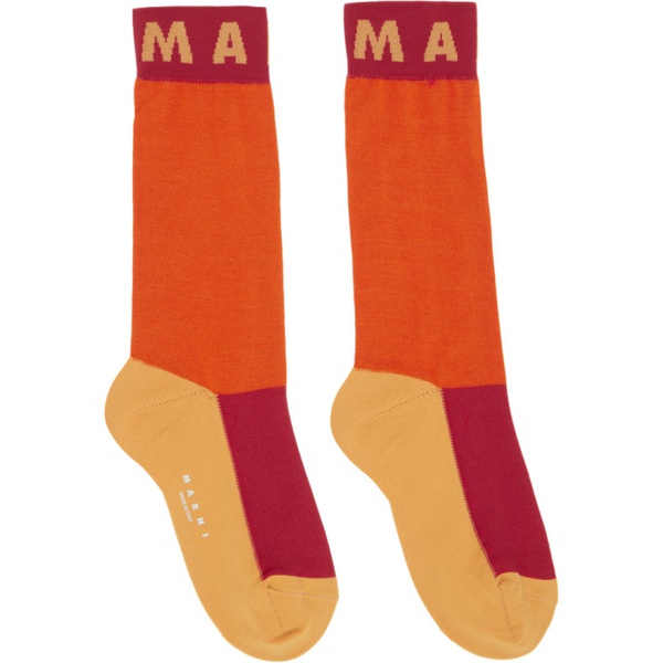 마르니 마르니 Marni Orange Colorblocked Socks 231379F076009