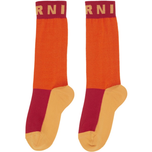 마르니 마르니 Marni Orange Colorblocked Socks 231379F076009