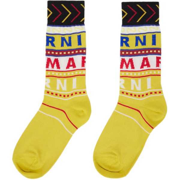 마르니 마르니 Marni Yellow Logo Socks 241379M220004
