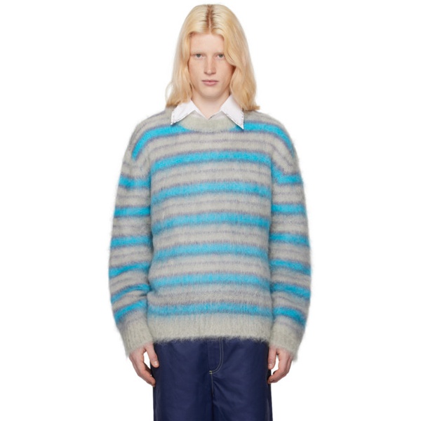 마르니 마르니 Marni Gray & Blue Striped Sweater 241379M201022
