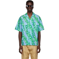마르니 Marni Green Stripy Flower Bowling Shirt 231379M192027