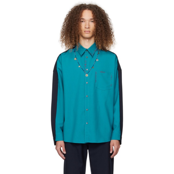 마르니 마르니 Marni Blue Contrast Shirt 241379M192014