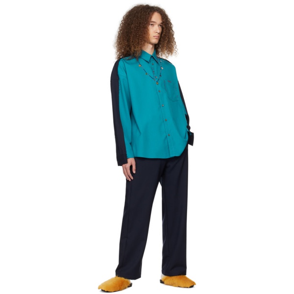 마르니 마르니 Marni Blue Contrast Shirt 241379M192014