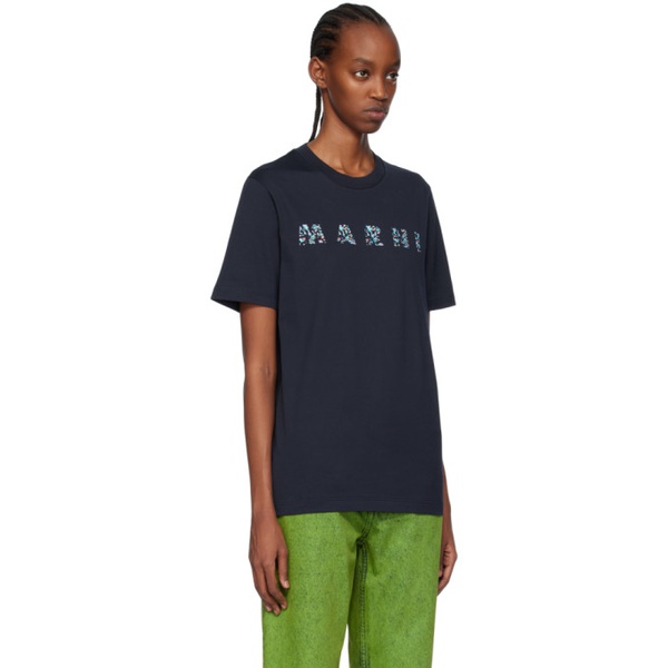 마르니 마르니 Marni Navy Printed T-Shirt 241379F110017