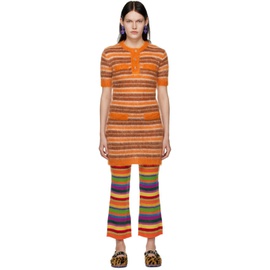 마르니 Marni Brown & Orange Striped Minidress 231379F052005