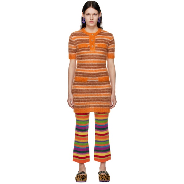 마르니 마르니 Marni Brown & Orange Striped Minidress 231379F052005