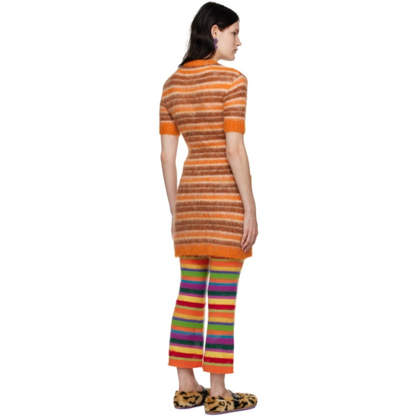 마르니 마르니 Marni Brown & Orange Striped Minidress 231379F052005