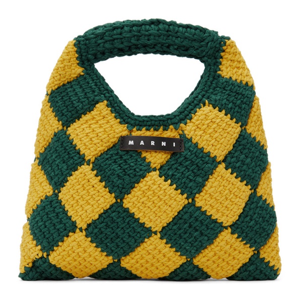 마르니 마르니 Marni Kids Yellow & Green Diamond Crochet Bag 241379M717005
