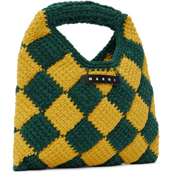 마르니 마르니 Marni Kids Yellow & Green Diamond Crochet Bag 241379M717005