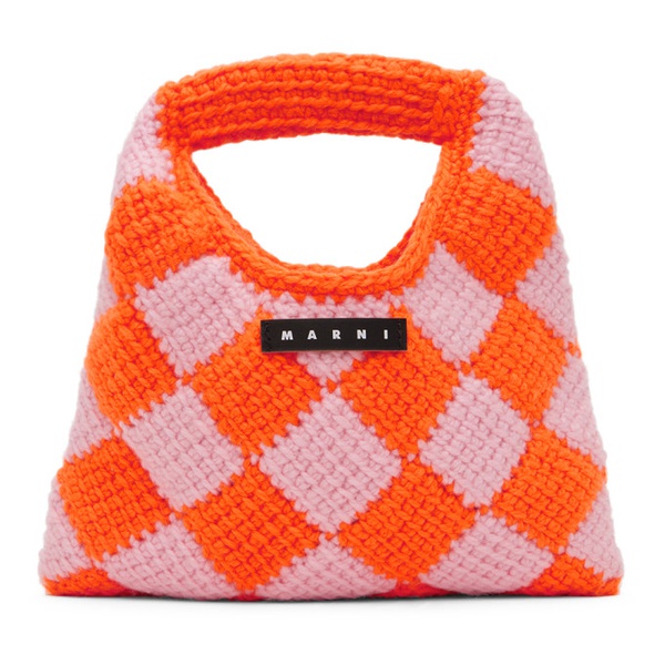 마르니 마르니 Marni Kids Orange & Pink Crochet Diamond Bag 232379M717005