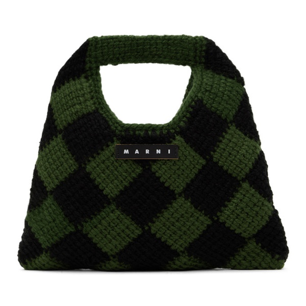 마르니 마르니 Marni Kids Black & Green Crochet Diamond Bag 232379M717006
