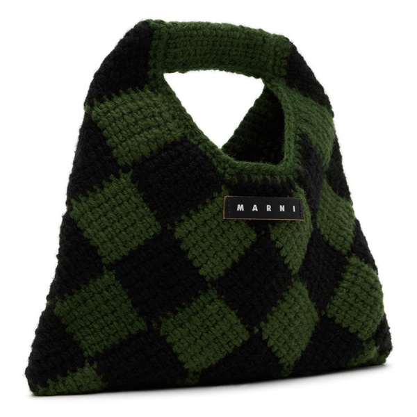 마르니 마르니 Marni Kids Black & Green Crochet Diamond Bag 232379M717006
