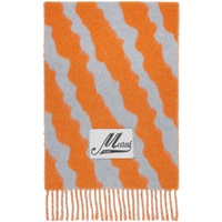 마르니 Marni Orange & Gray Striped Scarf 231379M150012