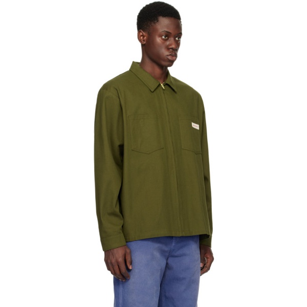 마르니 마르니 Marni Green Zip-Up Long Sleeve Shirt 241379M192005