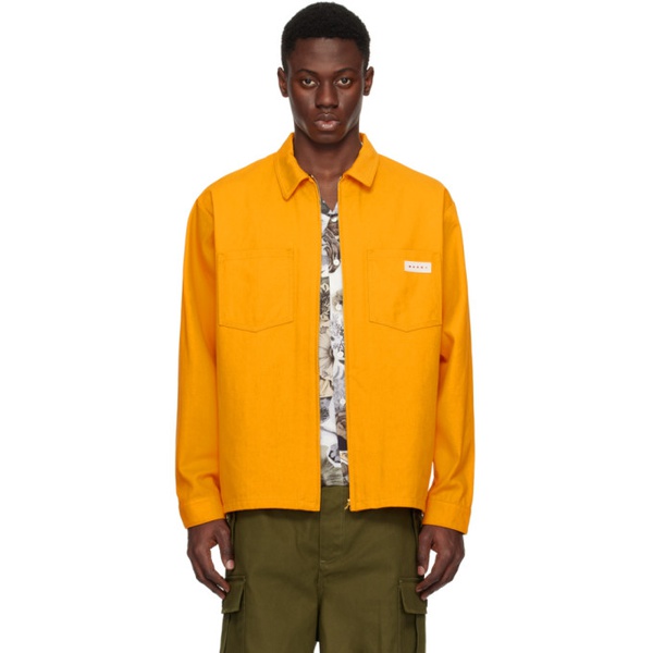 마르니 마르니 Marni Orange Zip-Up Long Sleeve Shirt 241379M192006
