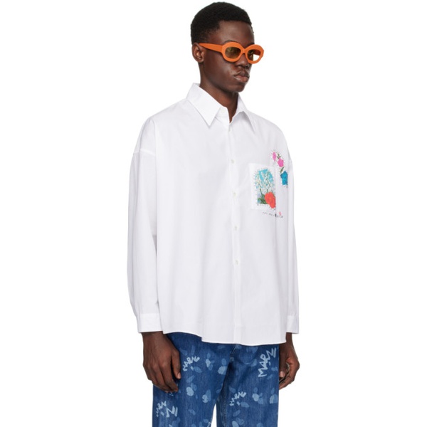 마르니 마르니 Marni White Embroidered Shirt 241379M192068