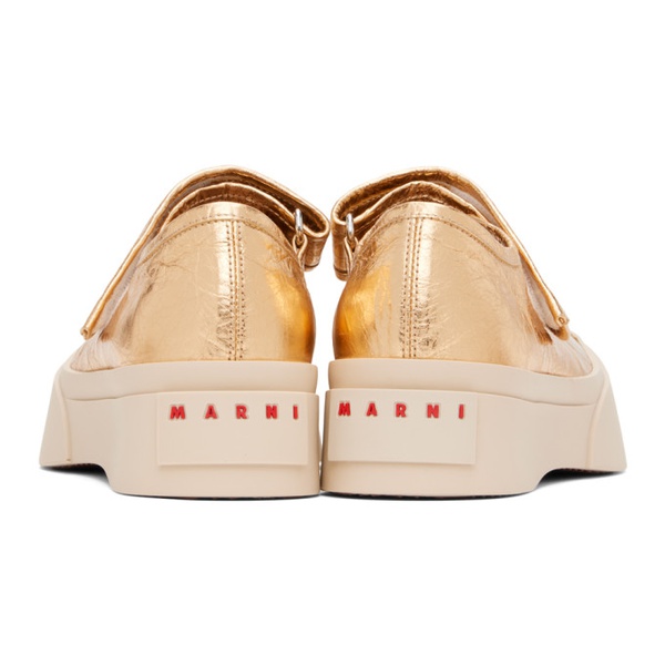 마르니 마르니 Marni Gold Leather Mary Jane Sneakers 241379F118003