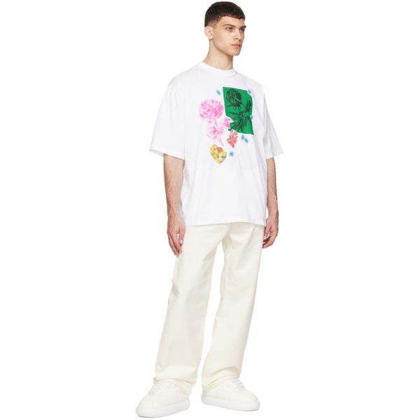마르니 마르니 Marni White Flower Prints T-Shirt 241379M213027