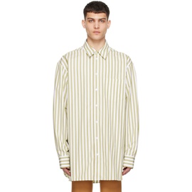 마르니 Marni White & Yellow Striped Shirt 241379M192052