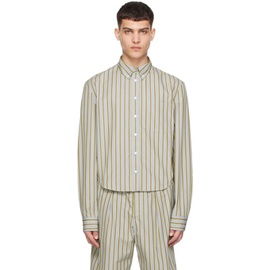 마르니 Marni Brown & Gray Striped Shirt 241379M192054