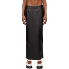 마르니 Marni Black Slit Leather Maxi Skirt 241379F093002